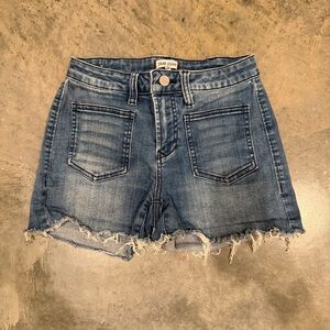 Dear John Light Blue Frayed Hem Denim Shorts
